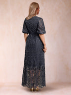 Penny Rose Royal Blue back view mother of the bride dress