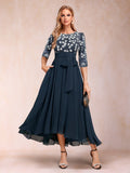 Zinnia Navy Blue front view wedding guest dress