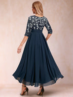 Zinnia Navy Blue back view wedding guest dress