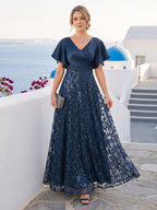 Katrina Rose Navy Blue front view mother of the bride dress