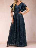 Katrina Rose Navy Blue fabric detail mother of the bride dress