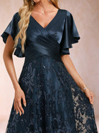 Katrina Rose Navy Blue hem detail mother of the bride dress