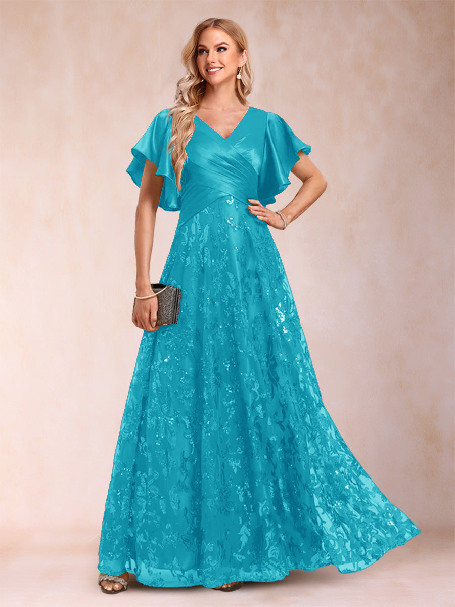 Katrina Rose Turquoise front view mother of the bride dress