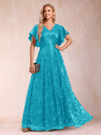 Katrina Rose Turquoise front view mother of the bride dress