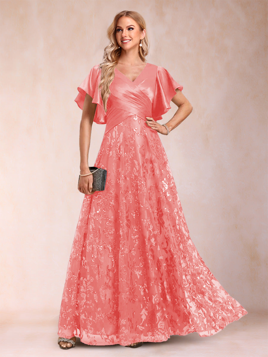 Katrina Rose Coral front view mother of the bride dress
