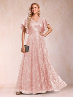 Katrina Rose Dusty Rose front view mother of the bride dress