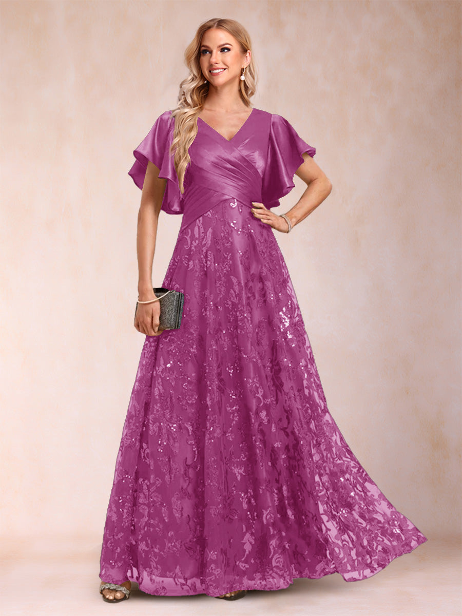 Katrina Rose Plum front view mother of the bride dress