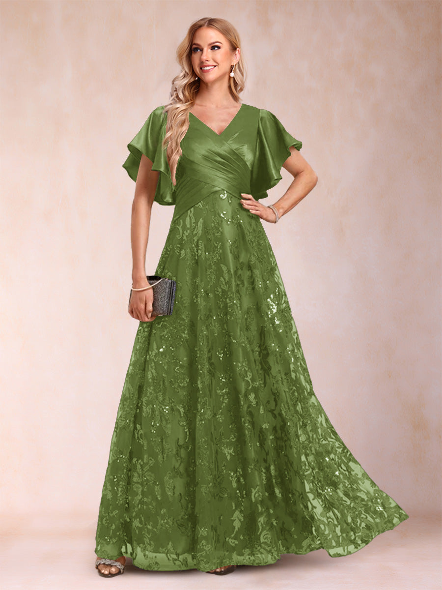 Katrina Rose Olive Green front view mother of the bride dress