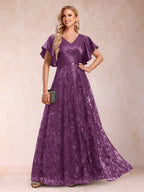 Katrina Rose Orchid front view mother of the bride dress