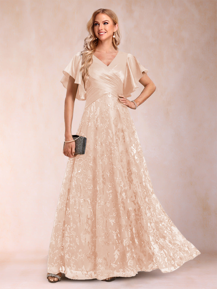 Katrina Rose Peach front view mother of the bride dress