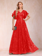 Katrina Rose Red front view mother of the bride dress