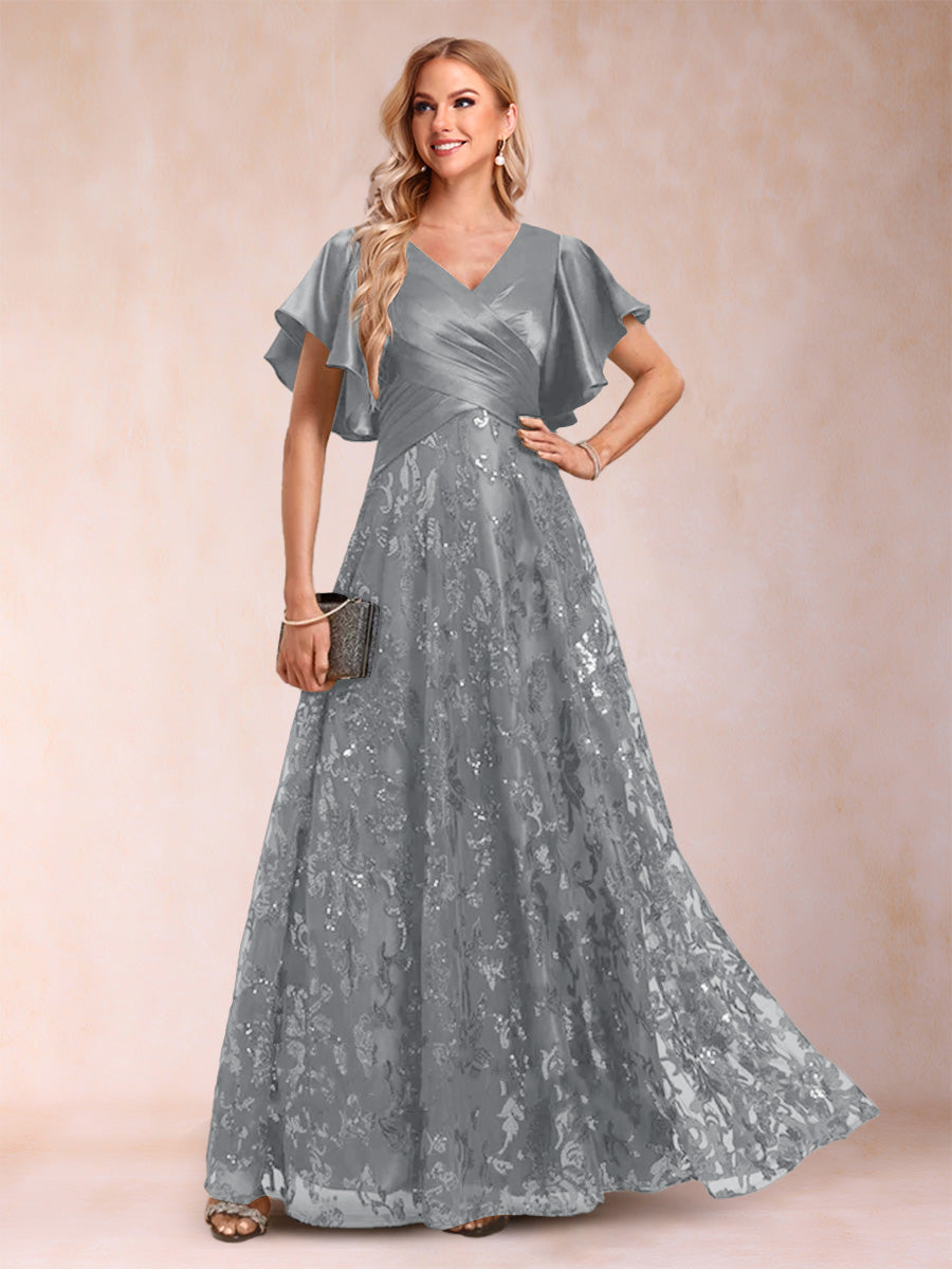 Katrina Rose Steel Grey front view mother of the bride dress