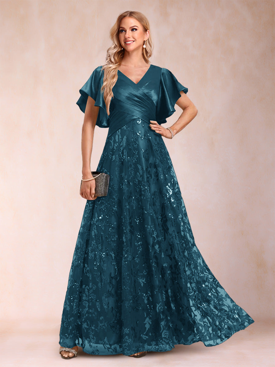 Katrina Rose Teal front view mother of the bride dress