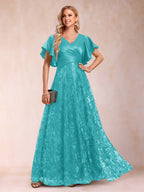 Katrina Rose Turquoise back view mother of the bride dress
