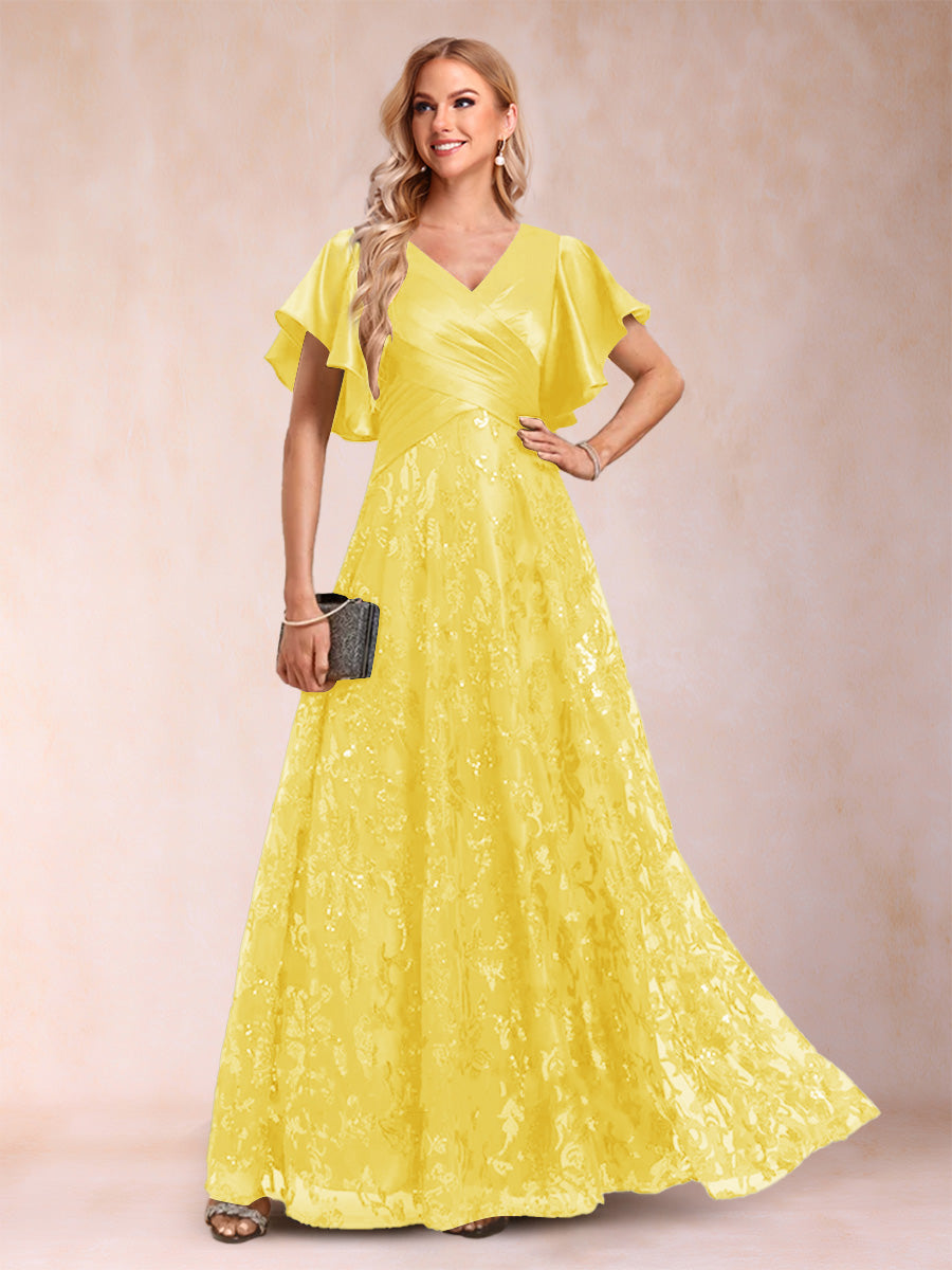 Katrina Rose Yellow front view mother of the bride dress