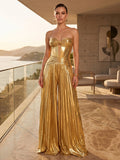 Tamsin gold front view prom dress