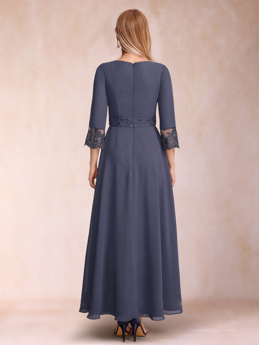 Imogen Claire Dusty Blue back view mother of the bride dress