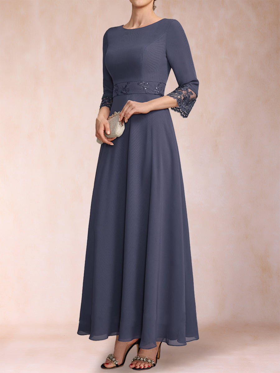 Imogen Claire Dusty Blue side view mother of the bride dress