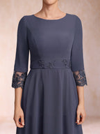 Imogen Claire Dusty Blue hem detail mother of the bride dress