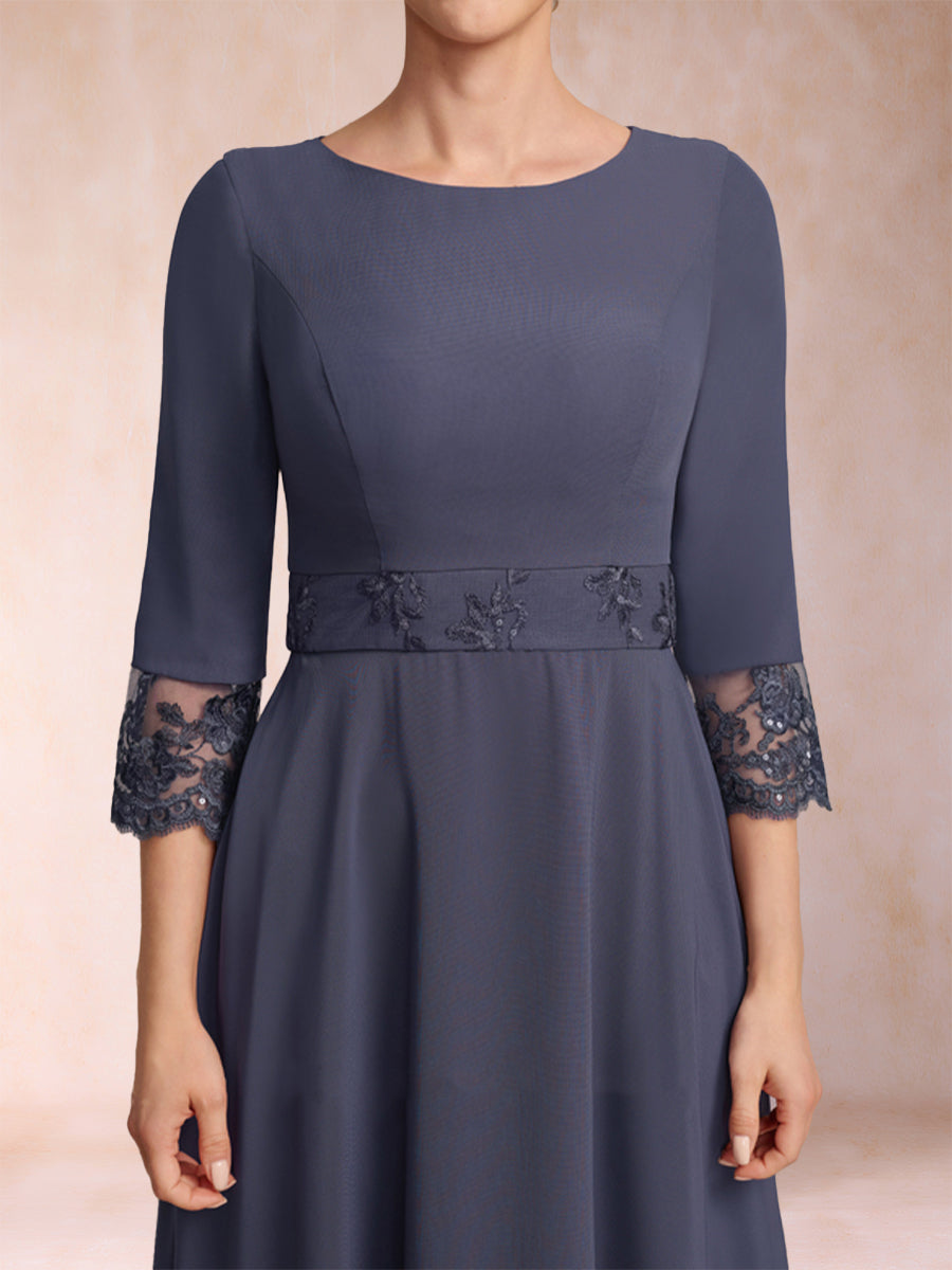 Imogen Claire Dusty Blue hem detail mother of the bride dress