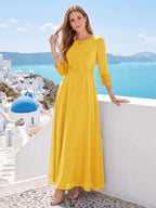 Imogen Claire Gold front view mother of the bride dress