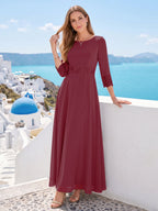 Imogen Claire Plum front view mother of the bride dress