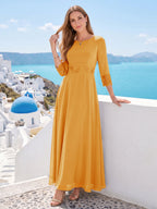 Imogen Claire Gold back view mother of the bride dress