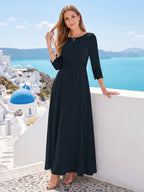 Imogen Claire Navy Blue front view mother of the bride dress
