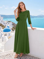 Imogen Claire Olive Green front view mother of the bride dress