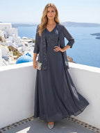 Adelaide Rose Navy Blue front view mother of the bride dress