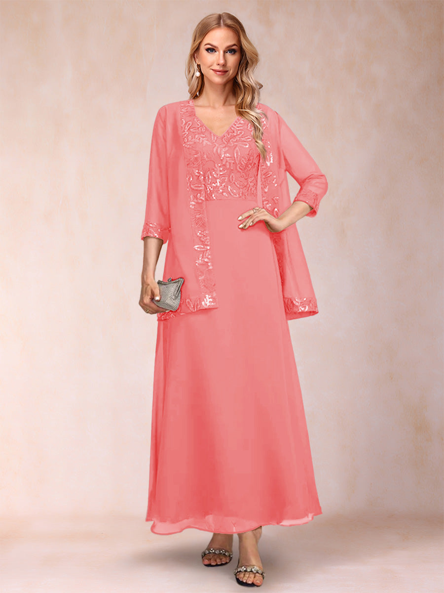 Adelaide Rose Coral back view mother of the bride dress