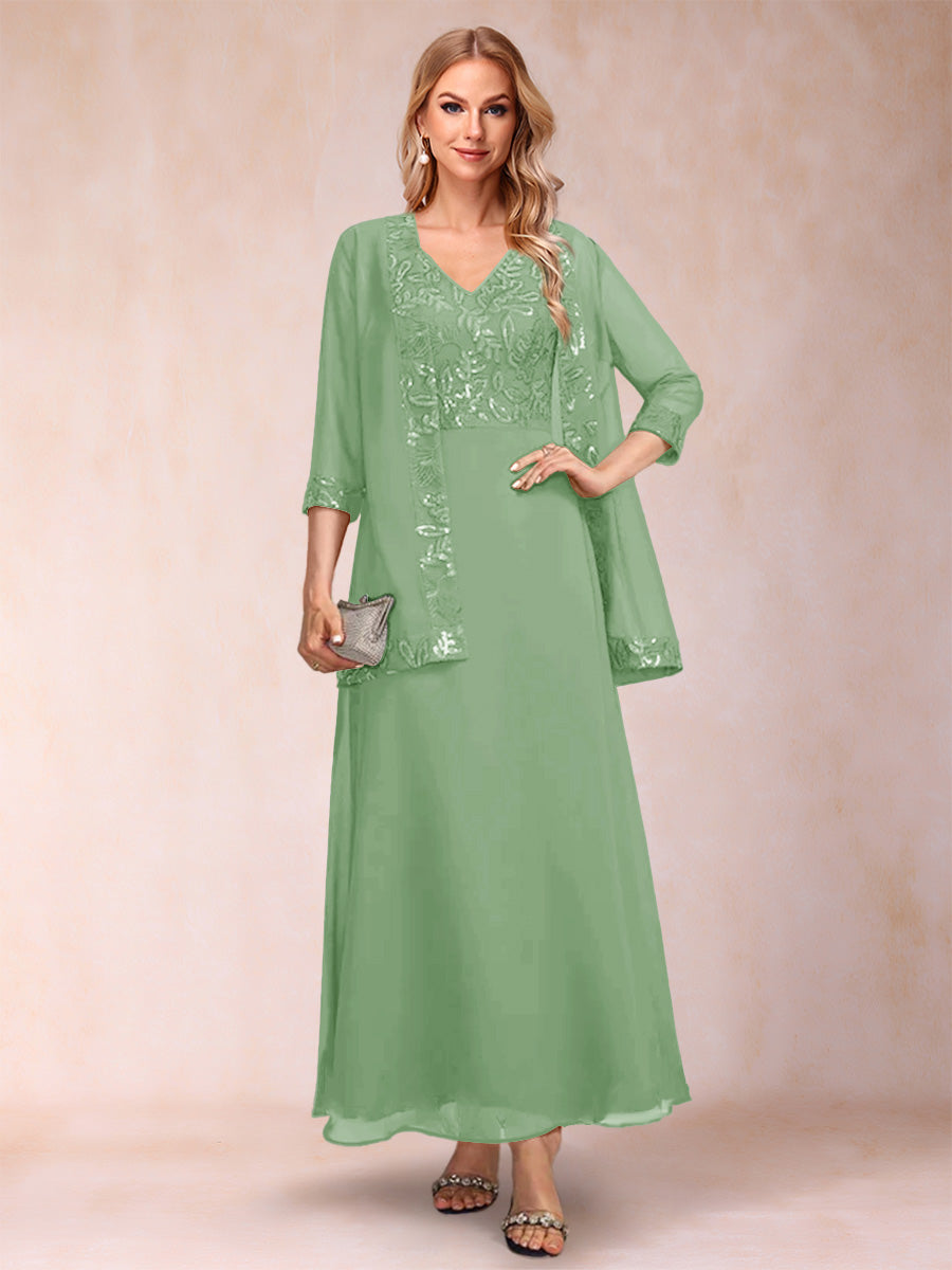 Adelaide Rose Sage Green back view mother of the bride dress