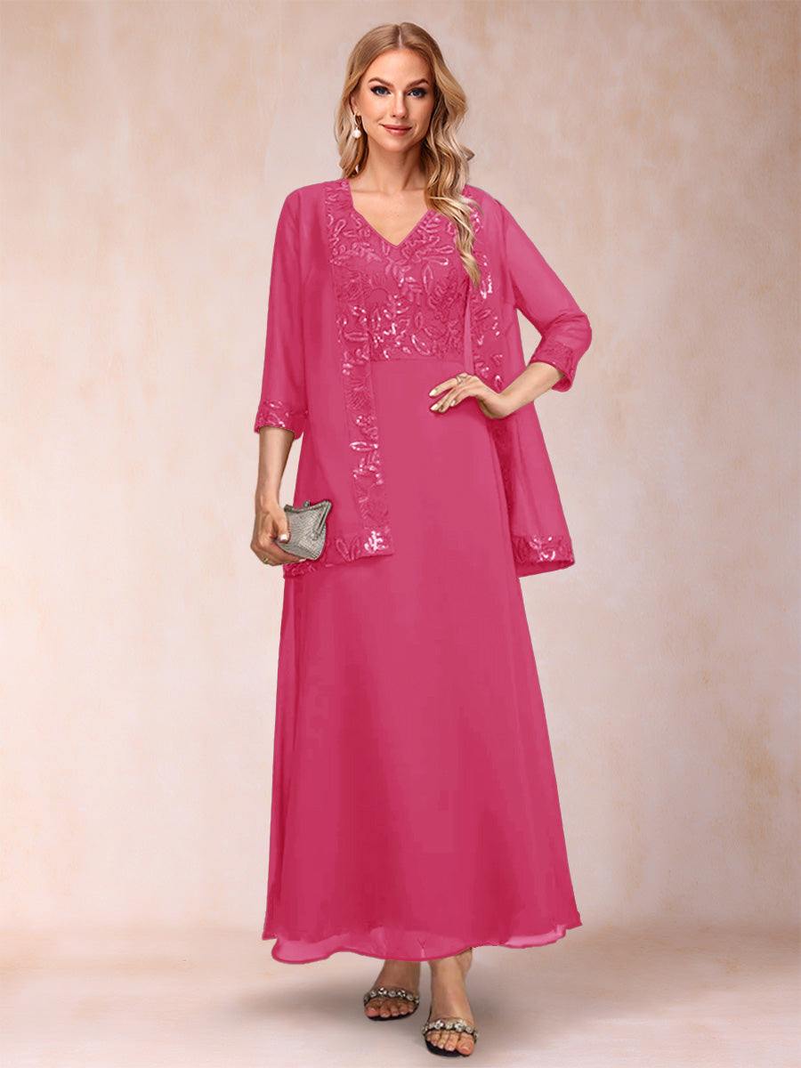 Adelaide Rose Fuchsia front view mother of the bride dress