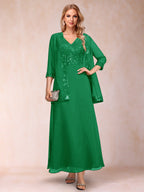 Adelaide Rose Forest Green front view mother of the bride dress