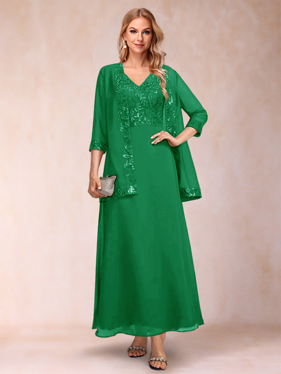 Adelaide Rose Forest Green front view mother of the bride dress