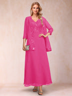 Adelaide Rose Hot Pink front view mother of the bride dress