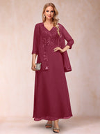Adelaide Rose Burgundy back view mother of the bride dress