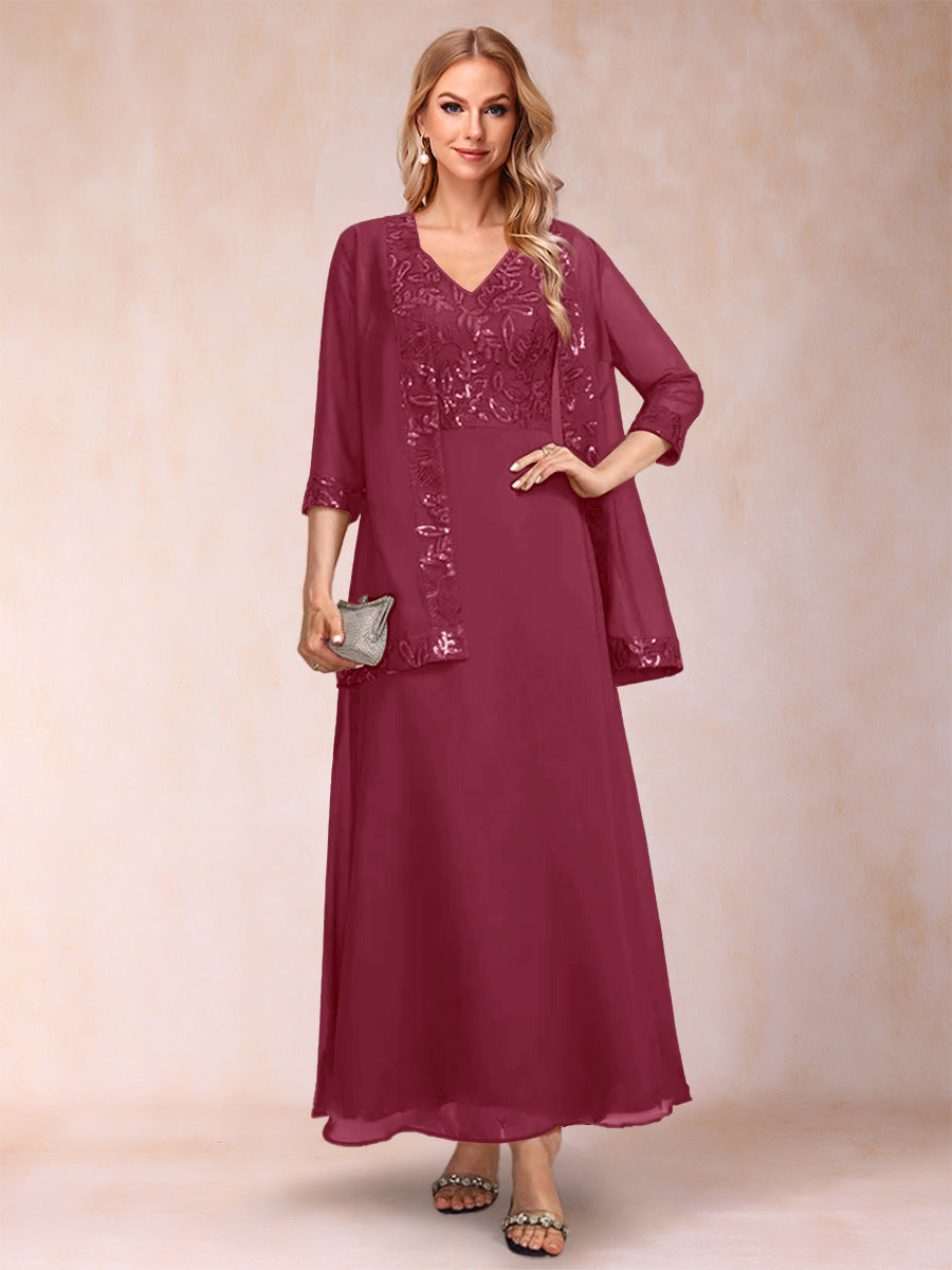Adelaide Rose Burgundy back view mother of the bride dress