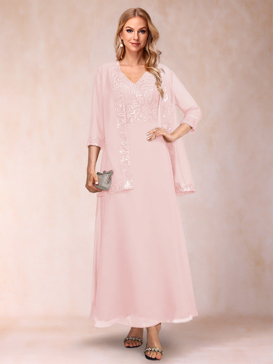 Adelaide Rose Pearl Pink back view mother of the bride dress