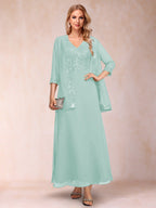 Adelaide Rose Pool Blue front view mother of the bride dress