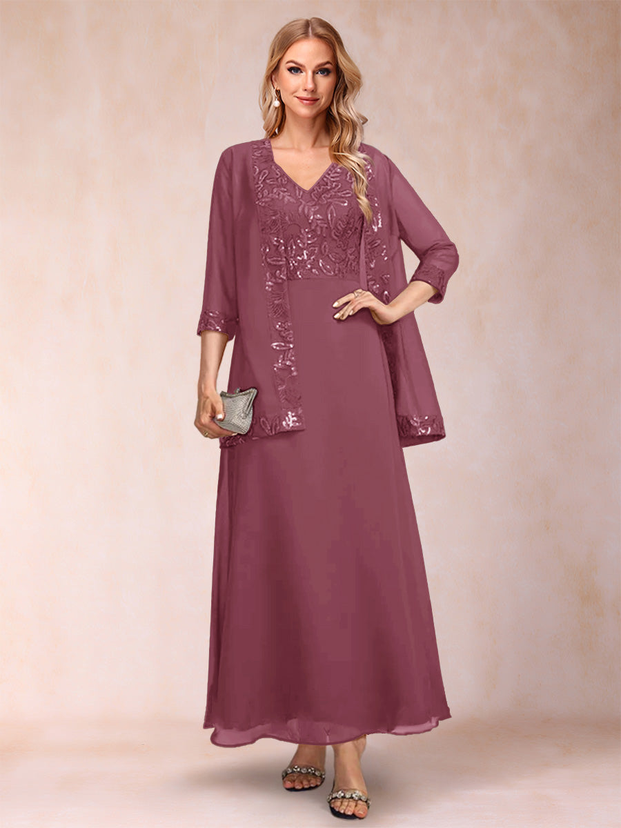 Adelaide Rose Plum back view mother of the bride dress