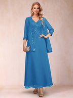Adelaide Rose Ocean Blue front view mother of the bride dress