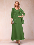 Adelaide Rose Olive Green front view mother of the bride dress