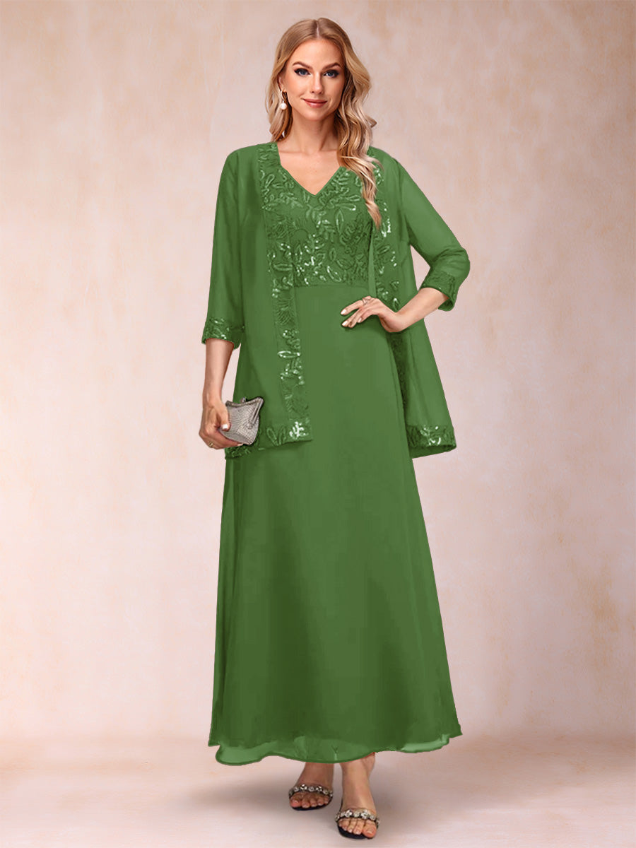 Adelaide Rose Olive Green front view mother of the bride dress