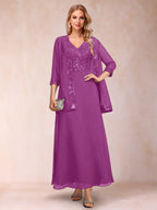 Adelaide Rose Orchid front view mother of the bride dress