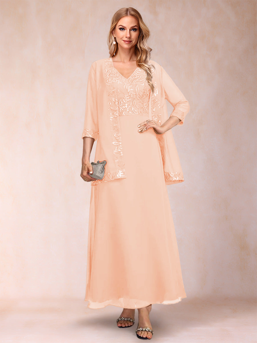 Adelaide Rose Peach front view mother of the bride dress