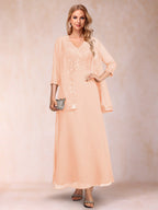 Adelaide Rose Peach front view mother of the bride dress