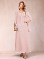 Adelaide Rose Pearl Pink front view mother of the bride dress
