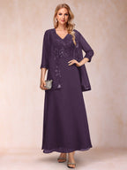 Adelaide Rose Plum front view mother of the bride dress