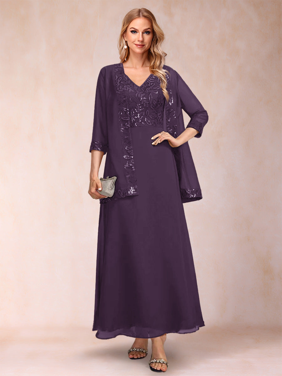 Adelaide Rose Plum front view mother of the bride dress
